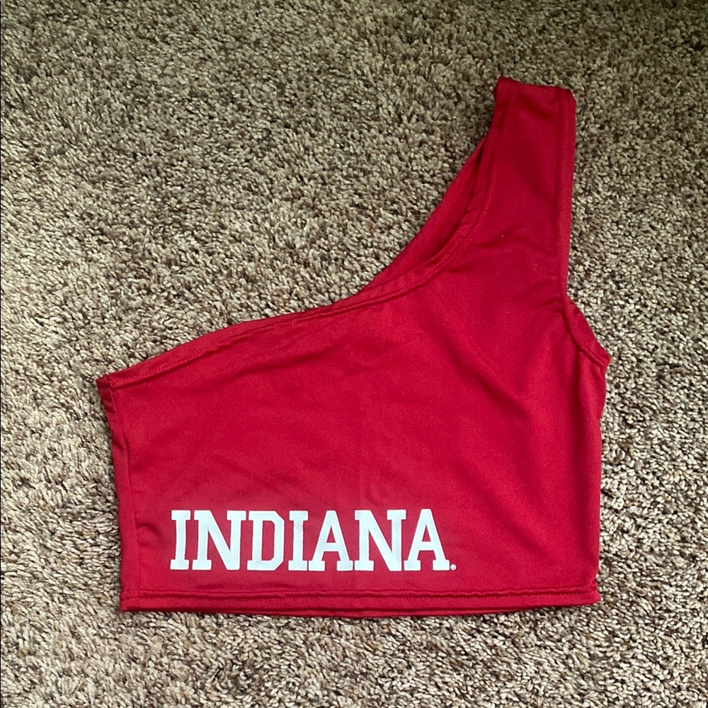 Indiana Red One-Shoulder Crop Top